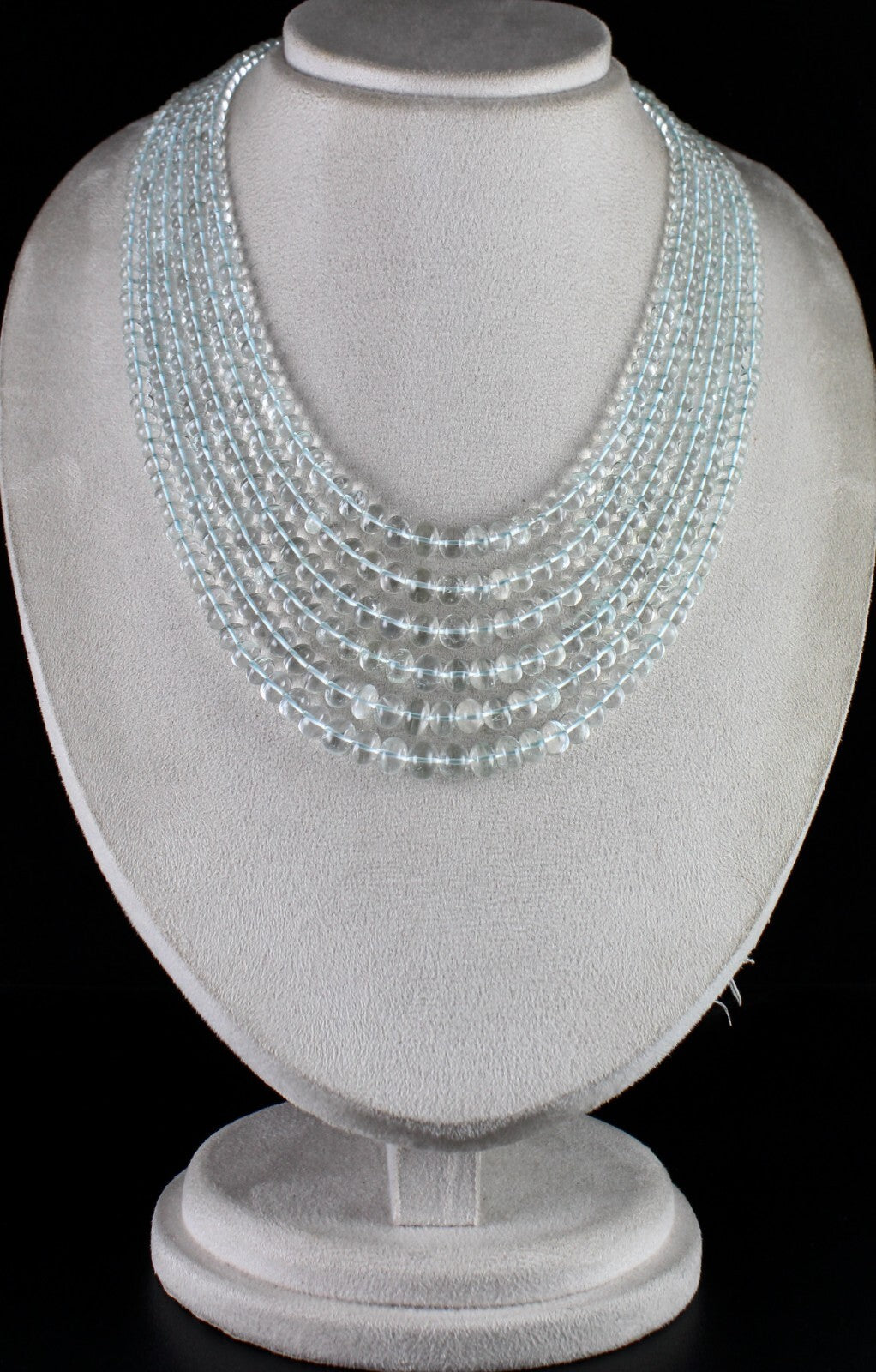 Certified Natural Blue Aquamarine Beads Necklace 880 Ct Round 6 Finest Fashion
