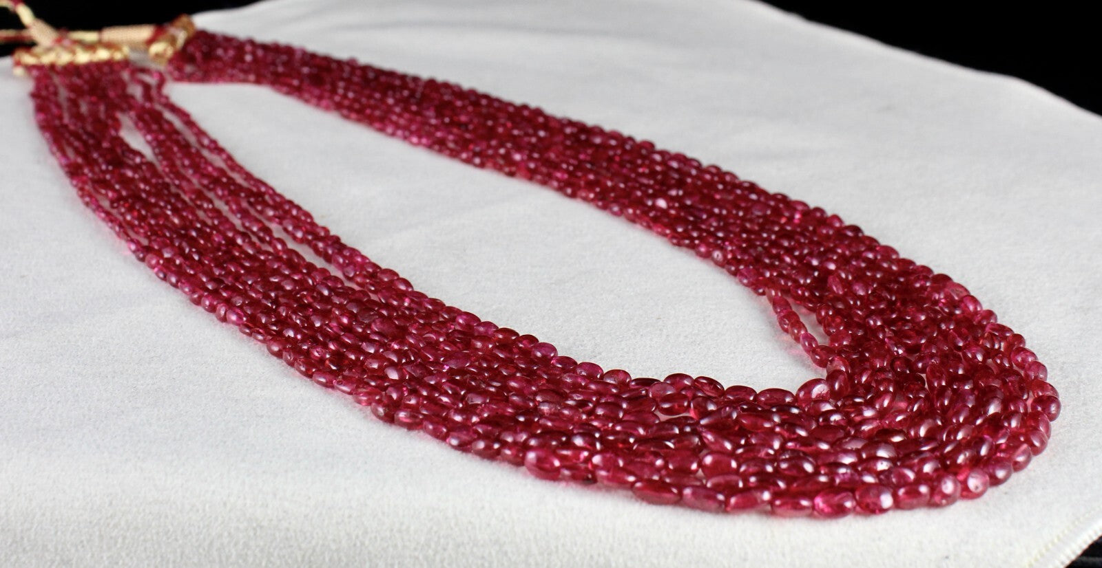 Certified Natural Red Spinel Necklace Cabochon 423 Ct Gemstone Beads 9 Line
