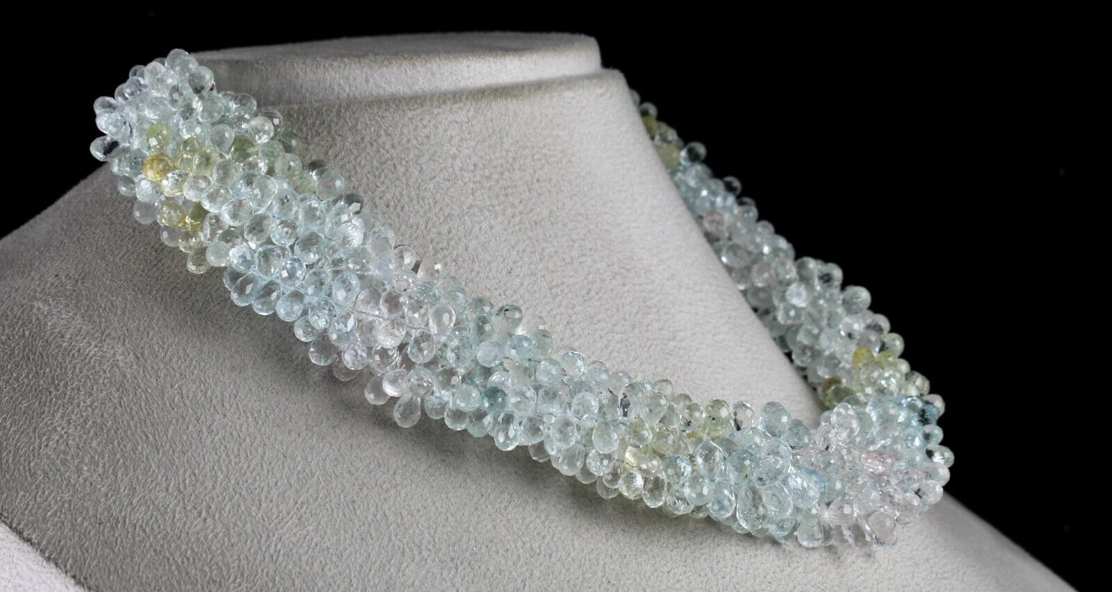 Natural Multi Aquamarine Beads Drops Faceted 5 L 776 Ct Gemstone Fine Necklace