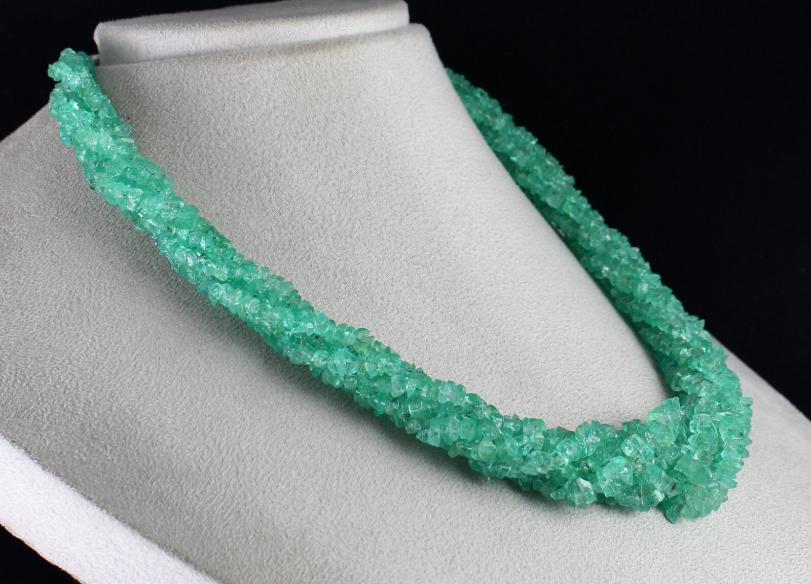 Certified Natural Colombian Emerald Beads 482 Ct Sterling Silver Necklace