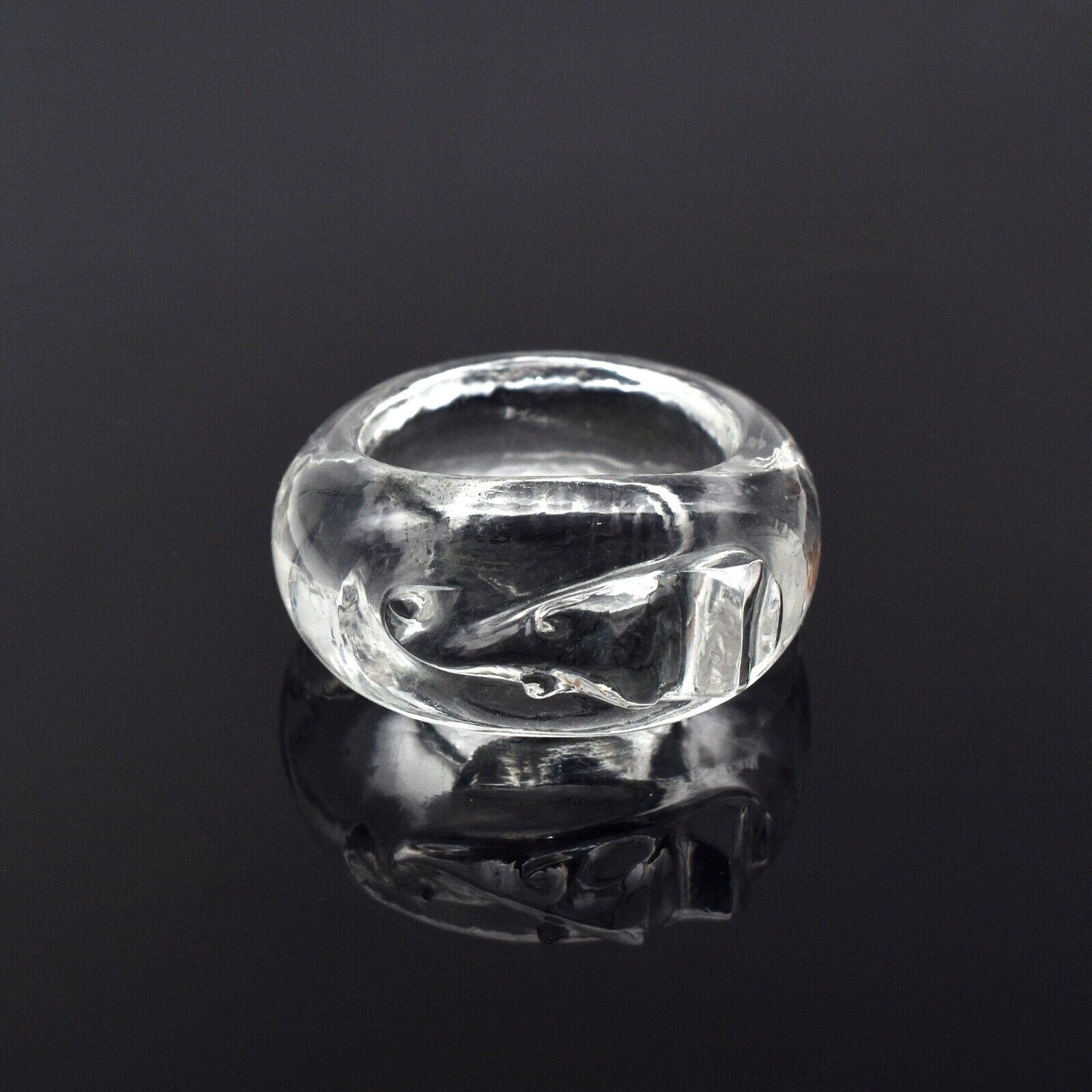 Natural Rock Crystal Quartz Carved Ganesha 41 Ct Fashion Gemstone Men Women Ring