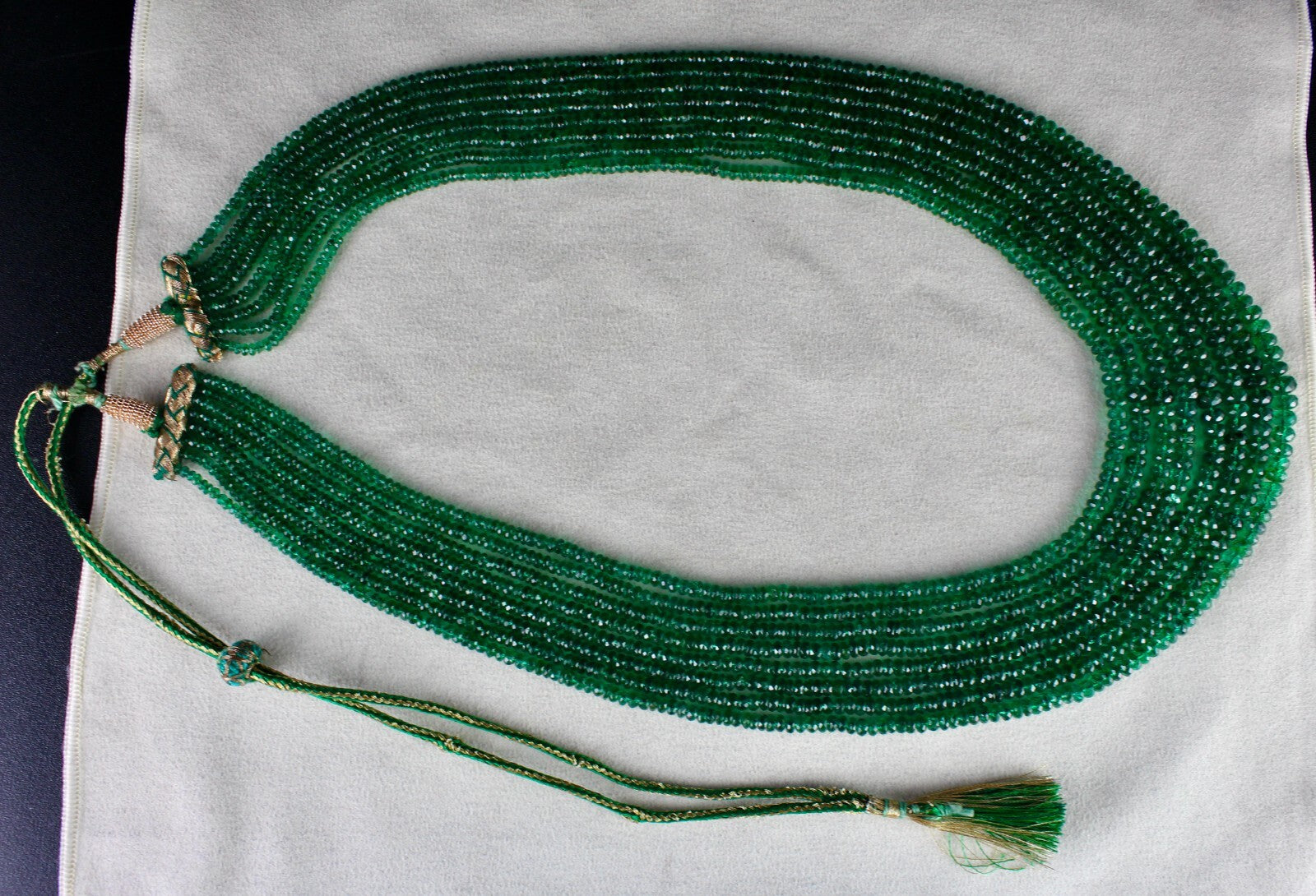 Natural Zambian Emerald Necklace 599 Ct Faceted Round Beads Certified Jewelry