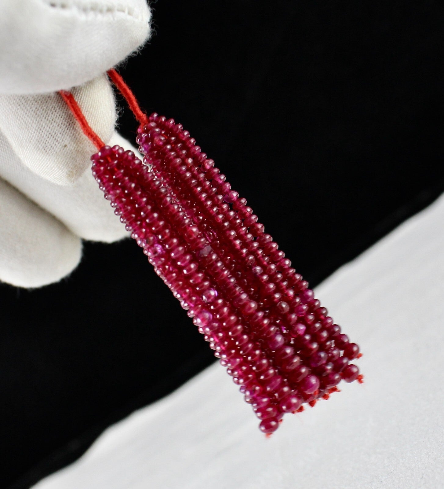 Certified Natural Burma Ruby Beads 79.50 Ct Tassel Gemstone Hanging Earrings