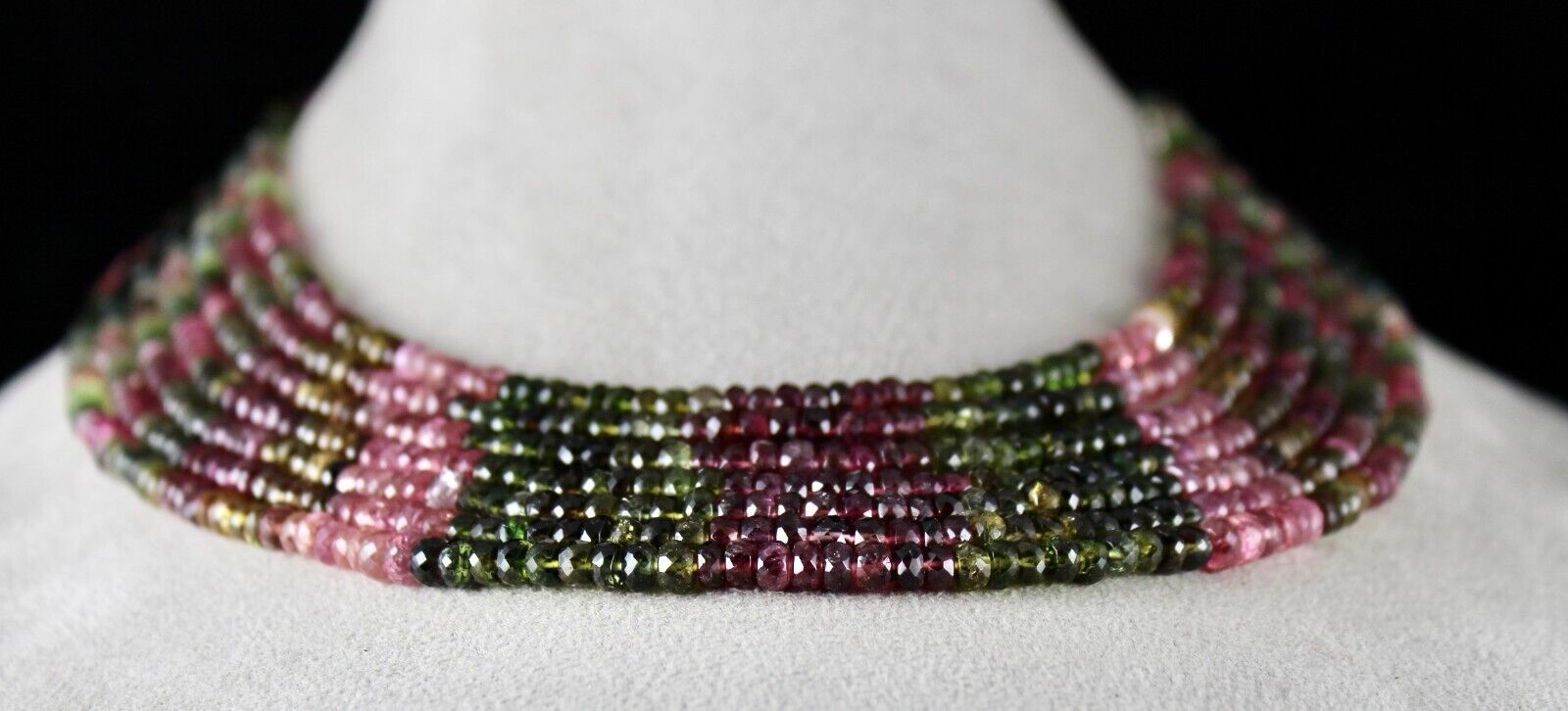Natural Multi Tourmaline Beads Faceted Round 7L 670 Ct Gemstone Fashion Necklace