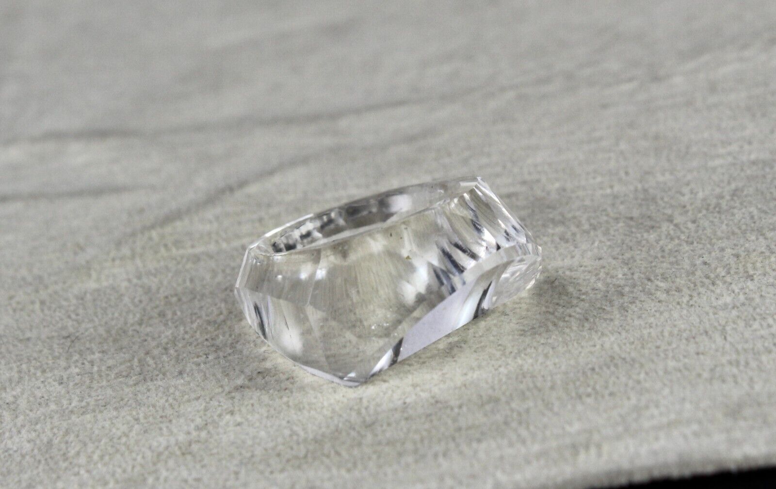 WHITE NATURAL ROCK CRYSTAL QUARTZ FACETED 53 CT FASHION GEMSTONE MEN WOMEN RING