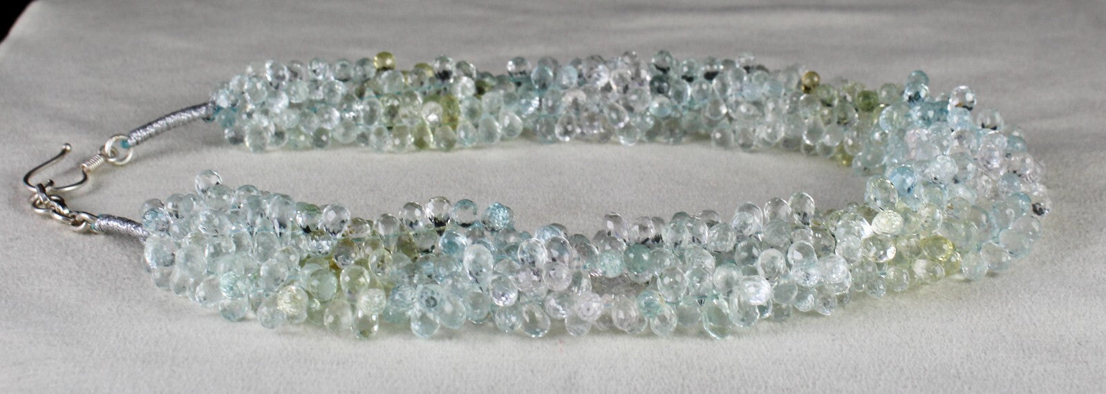 Certified Natural Multi Aquamarine Faceted Drops Necklace 776 Ct Gemstone 5 L