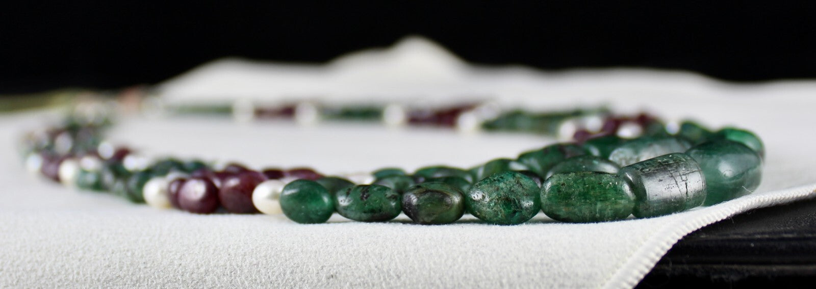 Certified Antique Natural Ruby 10ct Emerald Pearl Bead 550 Ct Gemstone Necklace
