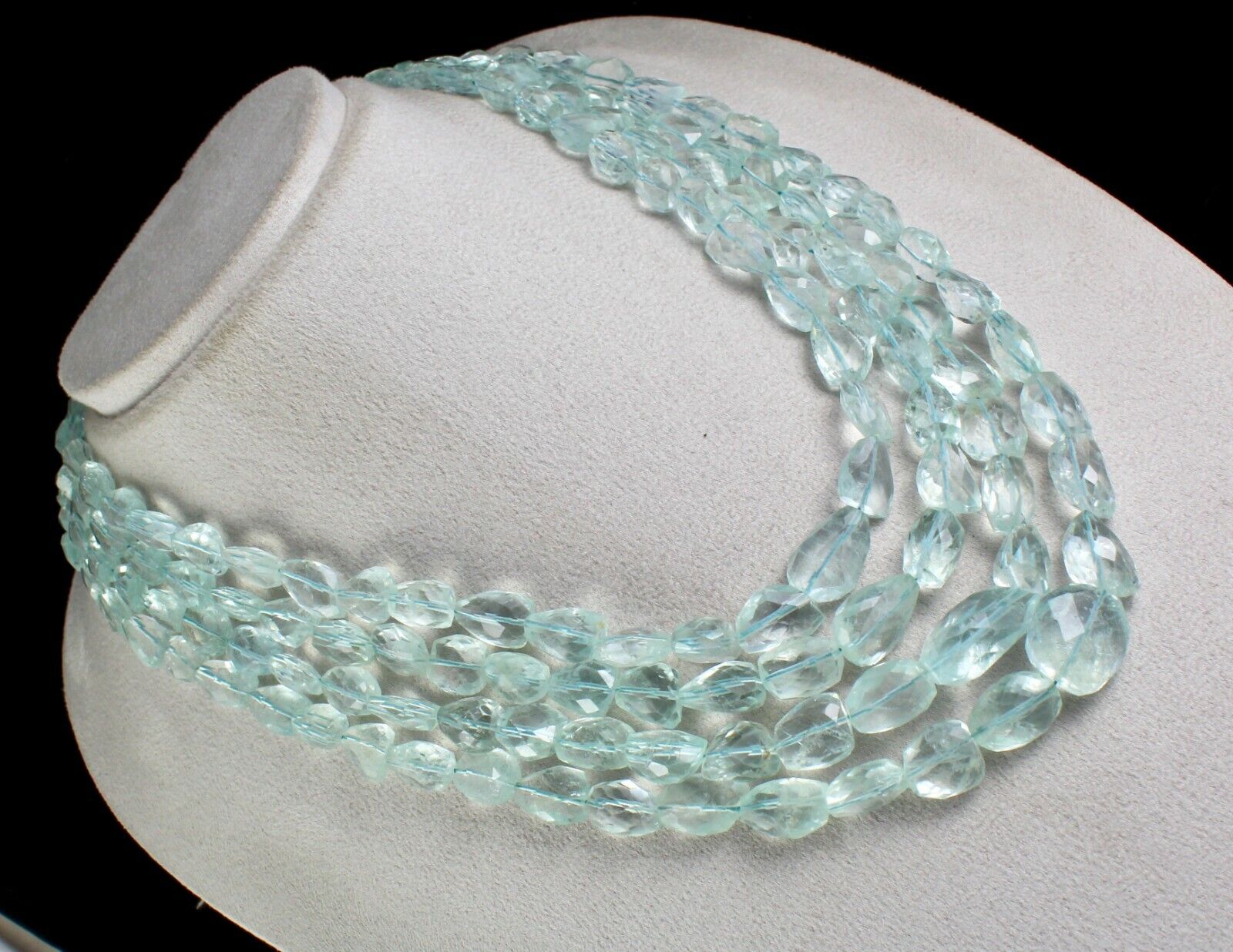 Natural Blue Aquamarine Faceted Tumble Beads 4L 1119 Ct Finest Gemstone Necklace