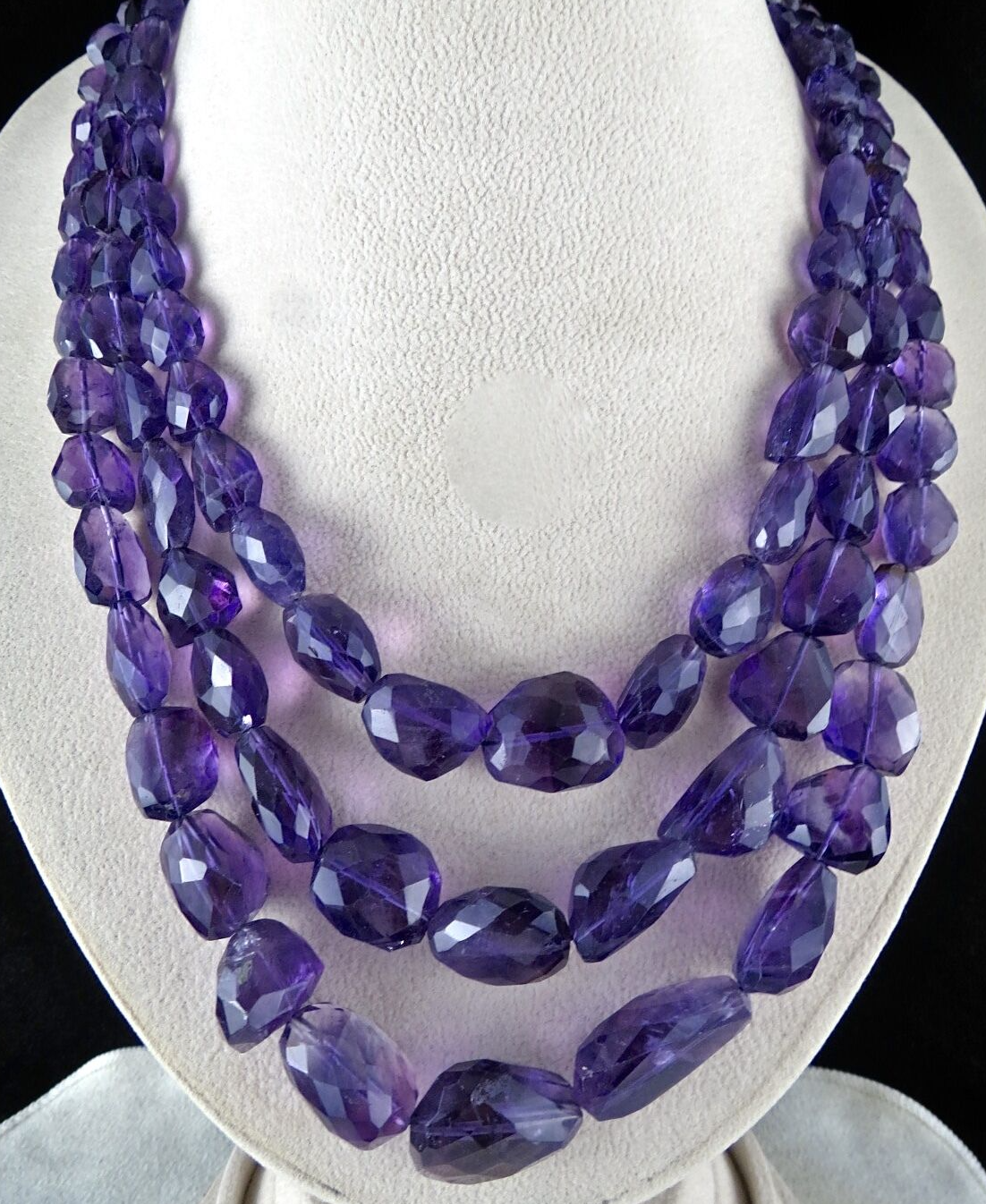 Natural Amethyst Beads Faceted Tumble 3 L 1112 Ct Purple Gemstone Fine Necklace