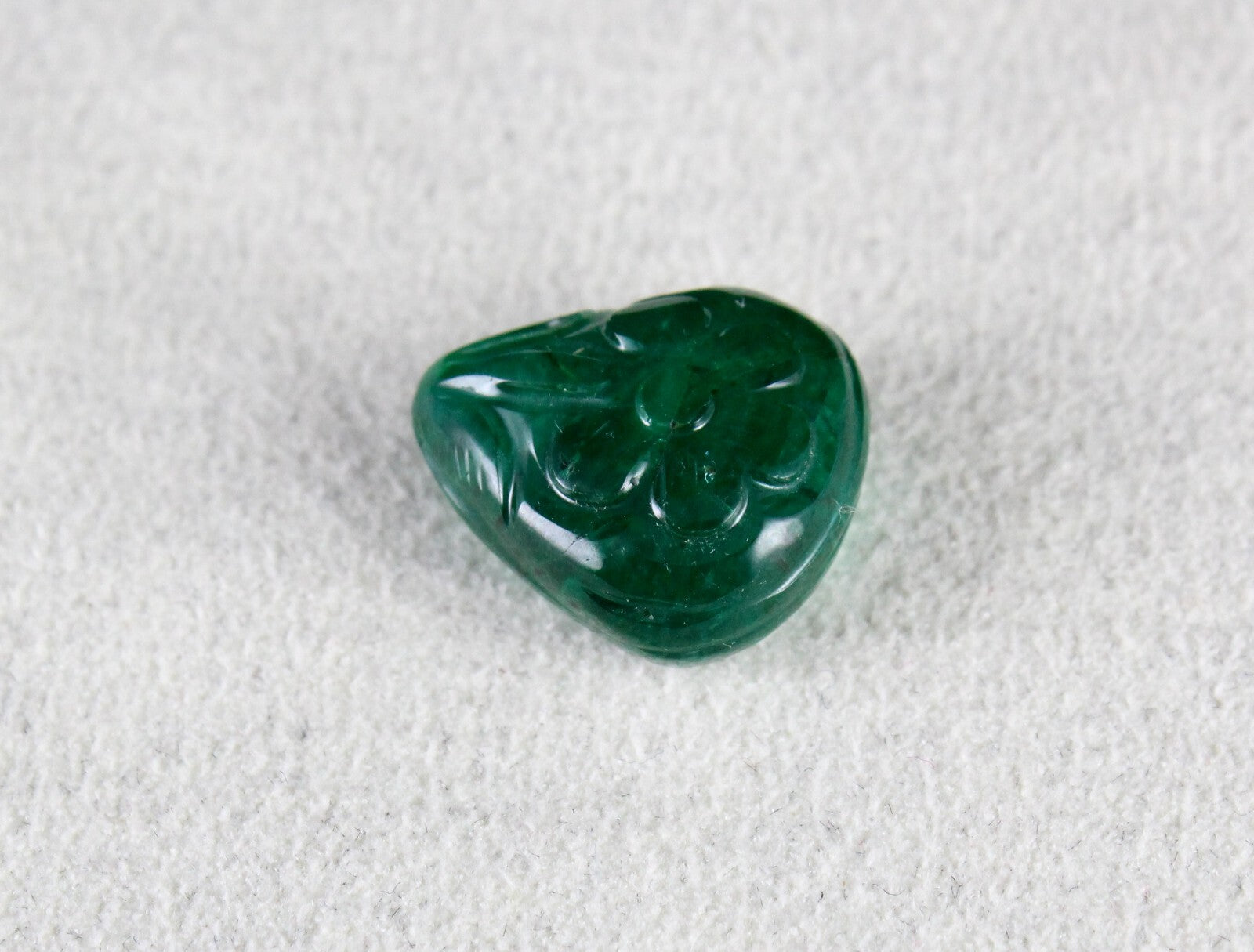 Certified Natural Zambia Emerald 11.07 Ct Carved Pear Gemstone For Ring Pendant