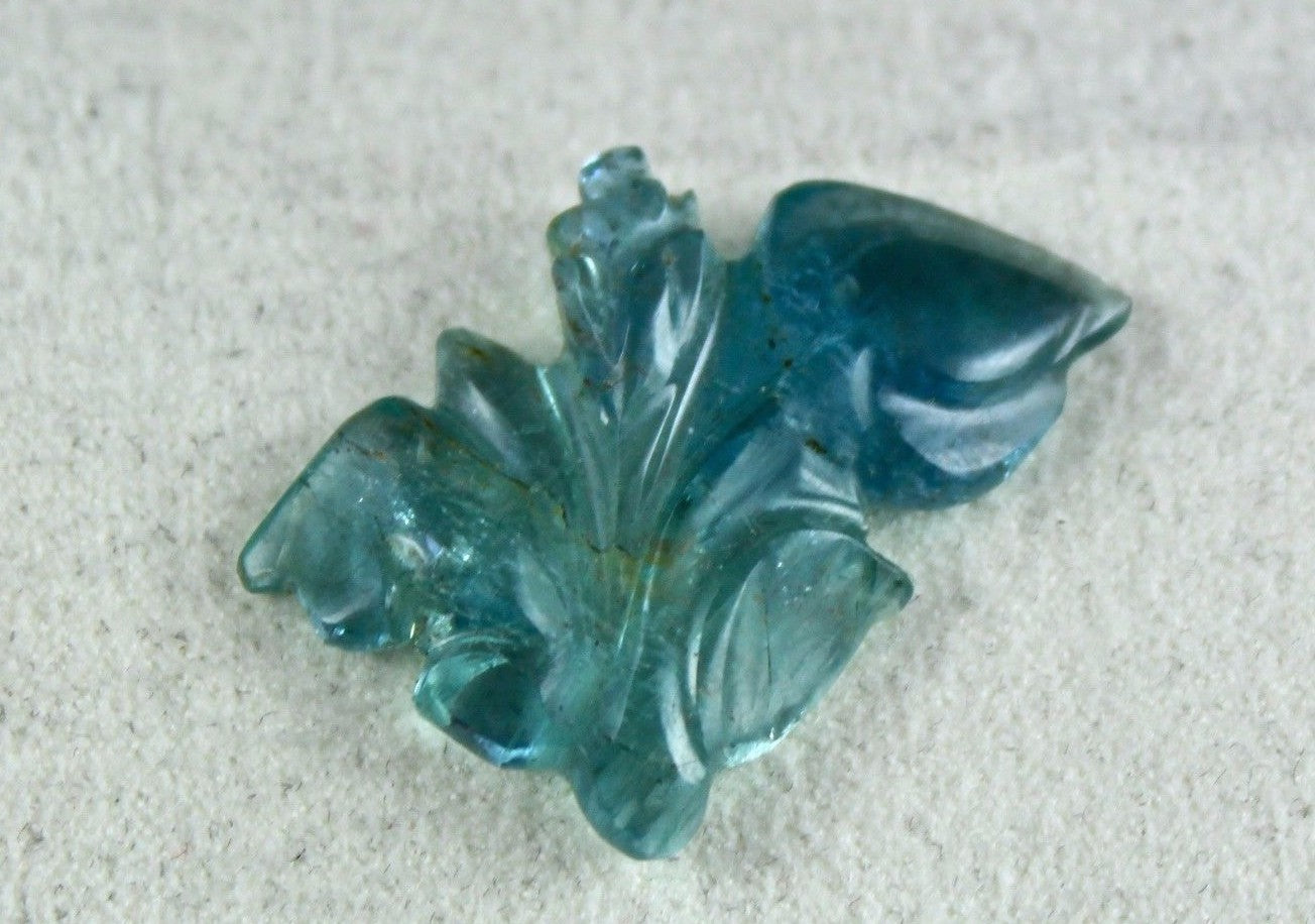 Certified Natural Blue Aquamarine Leaf 18.49 Ct Rare Gemstone For Pendant Design