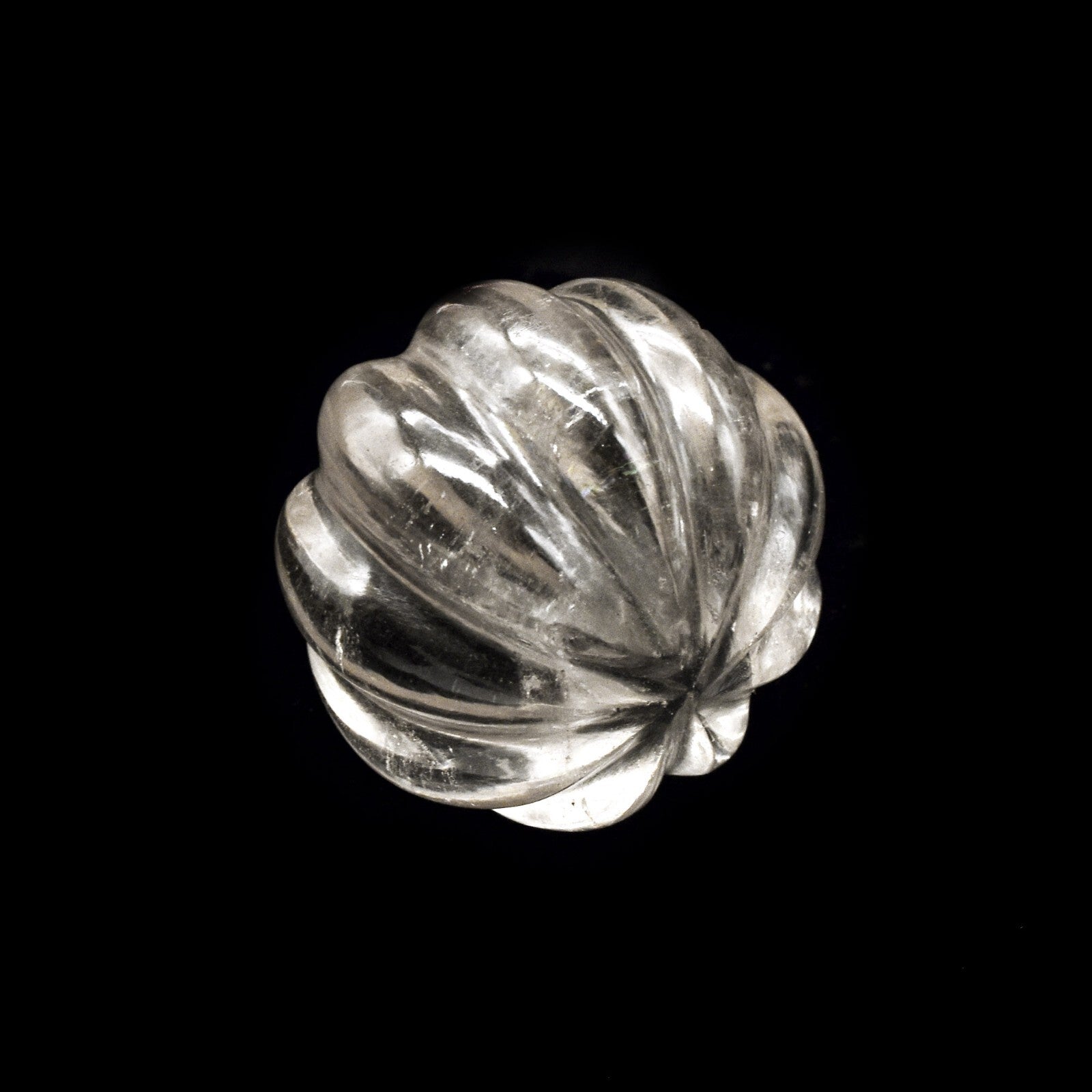 Natural Rock Crystal Quartz 321 Ct Carved Melon Round Big Gemstone Design