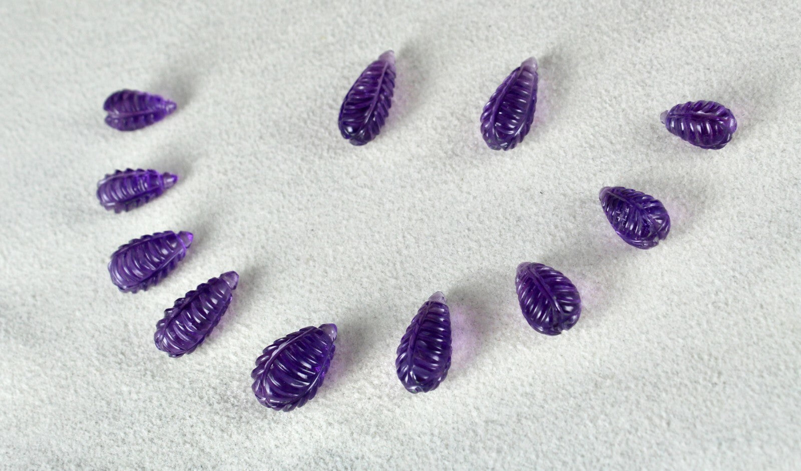 Natural Amethyst 11 Pcs 71 Cts Carved Drops Gemstone Earring Necklace Set