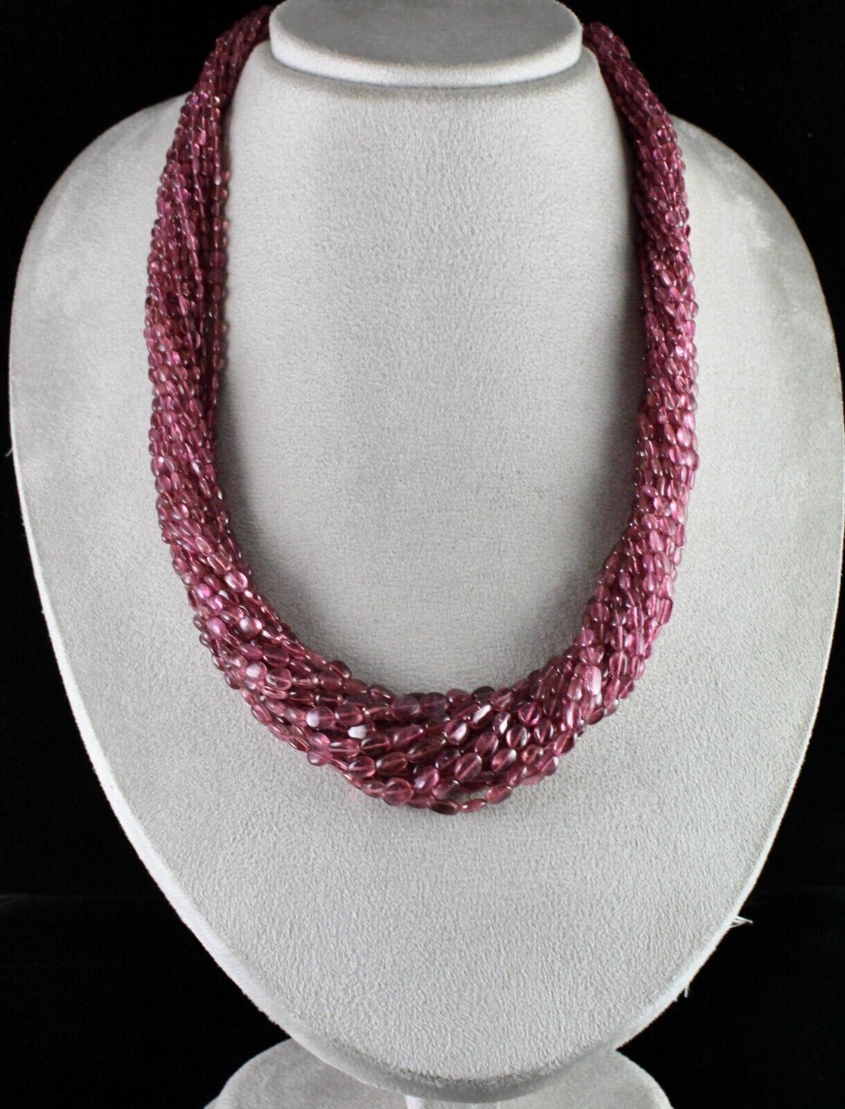 NATURAL PINK TOURMALINE BEADS LONG SHAPE 15 L 745 CT GEMSTONE STATEMENT NECKLACE