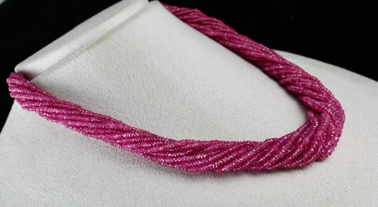 REDDISH NATURAL NO HEAT BURMESE RUBY BEADS FACETED 547 CARATS GEMSTONE NECKLACE
