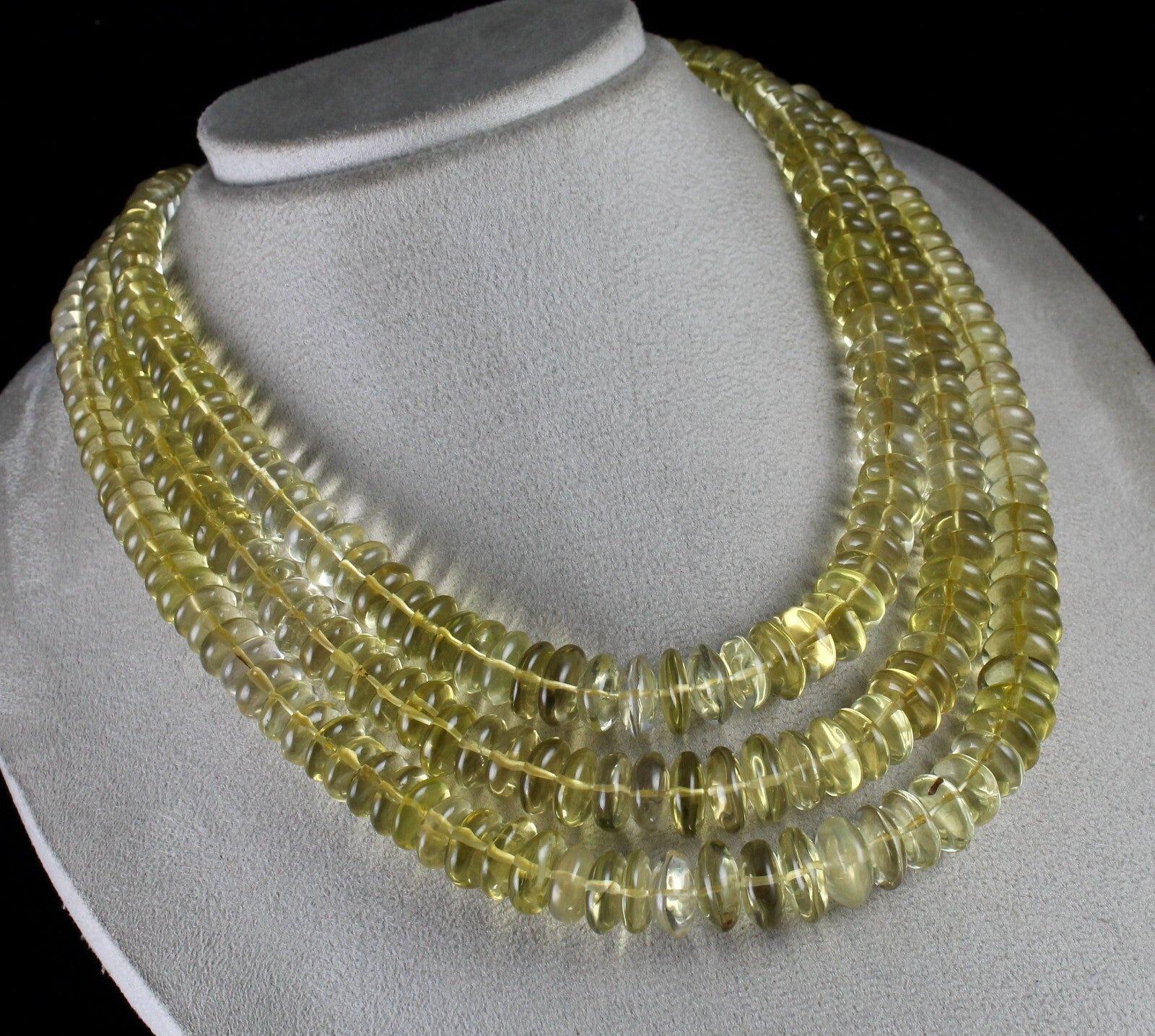 Natural Lemon Quartz Beads Necklace 1428 Ct Semi Precious Yellow Gemstone