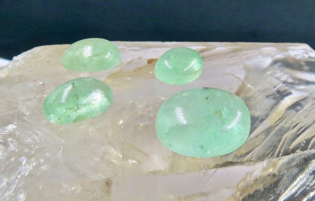 Certified Natural Colombian Emerald Oval Cabochon 4 Pcs 36.28 Ct Gemstone Ring