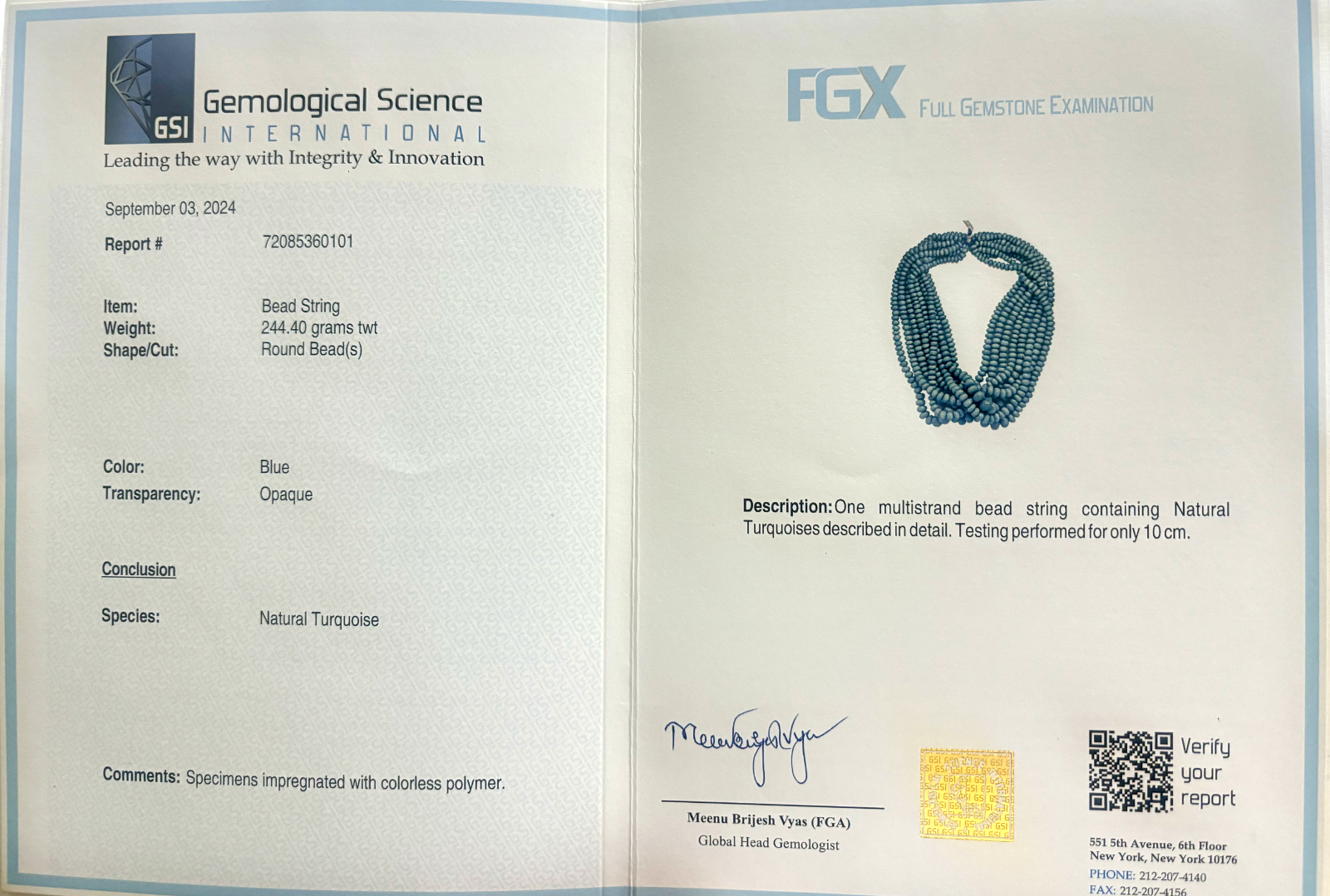 Certified Natural Turquoise 388ct Round Blue Gemstone Important Necklace