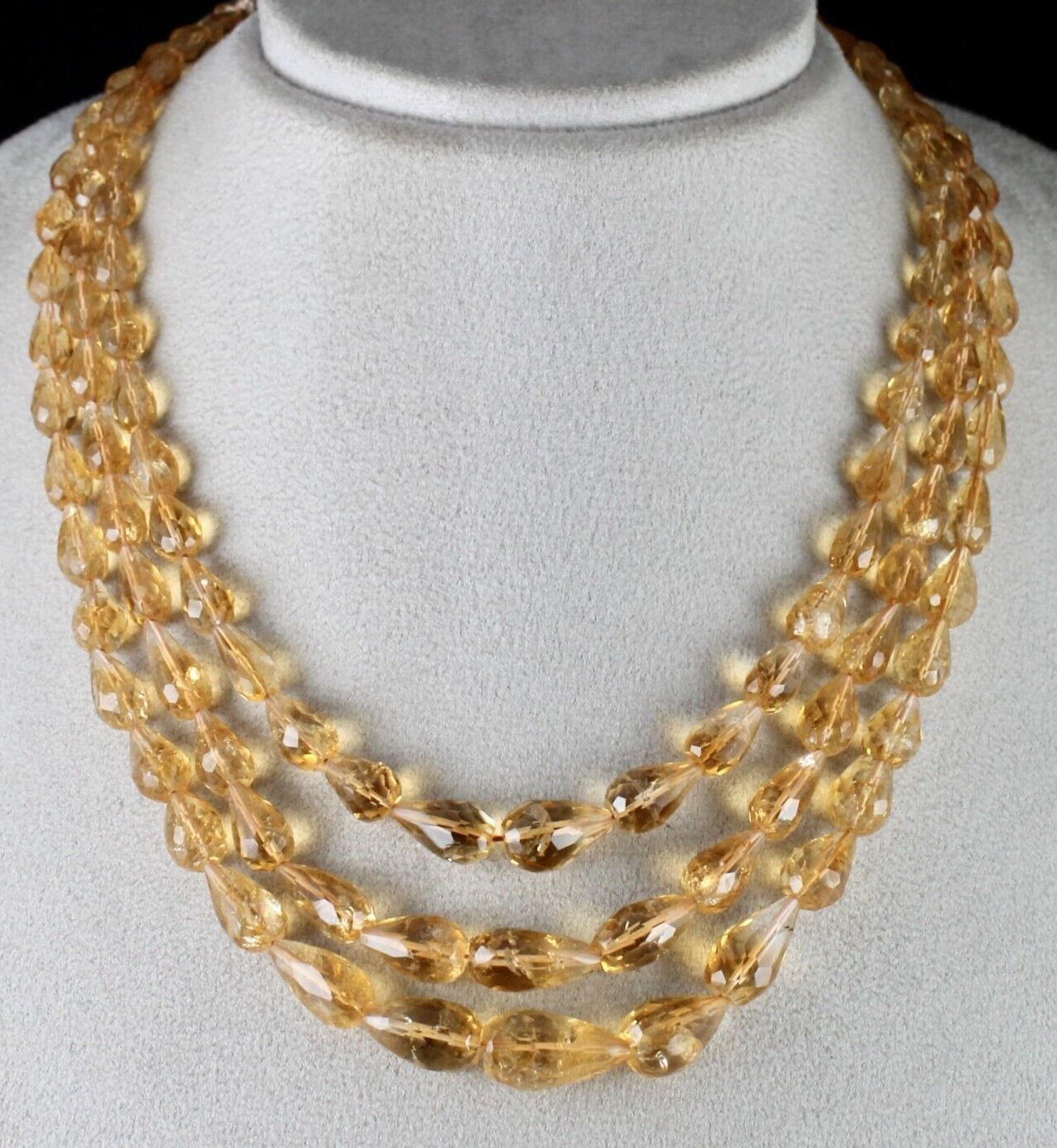 Natural Citrine Beads Faceted Tear Drops 442 Ct Fashion Necklace Set