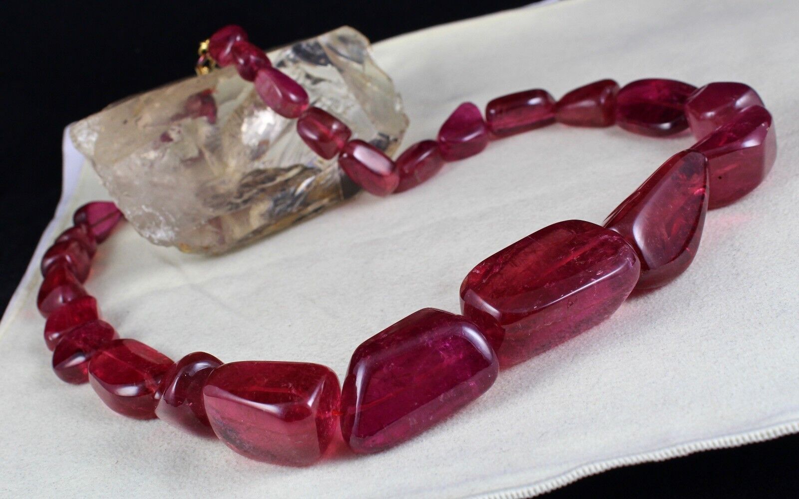NATURAL PINK TOURMALINE RUBELLITE BEADS NUGGET 40MM 1825 CARAT PRECIOUS NECKLACE