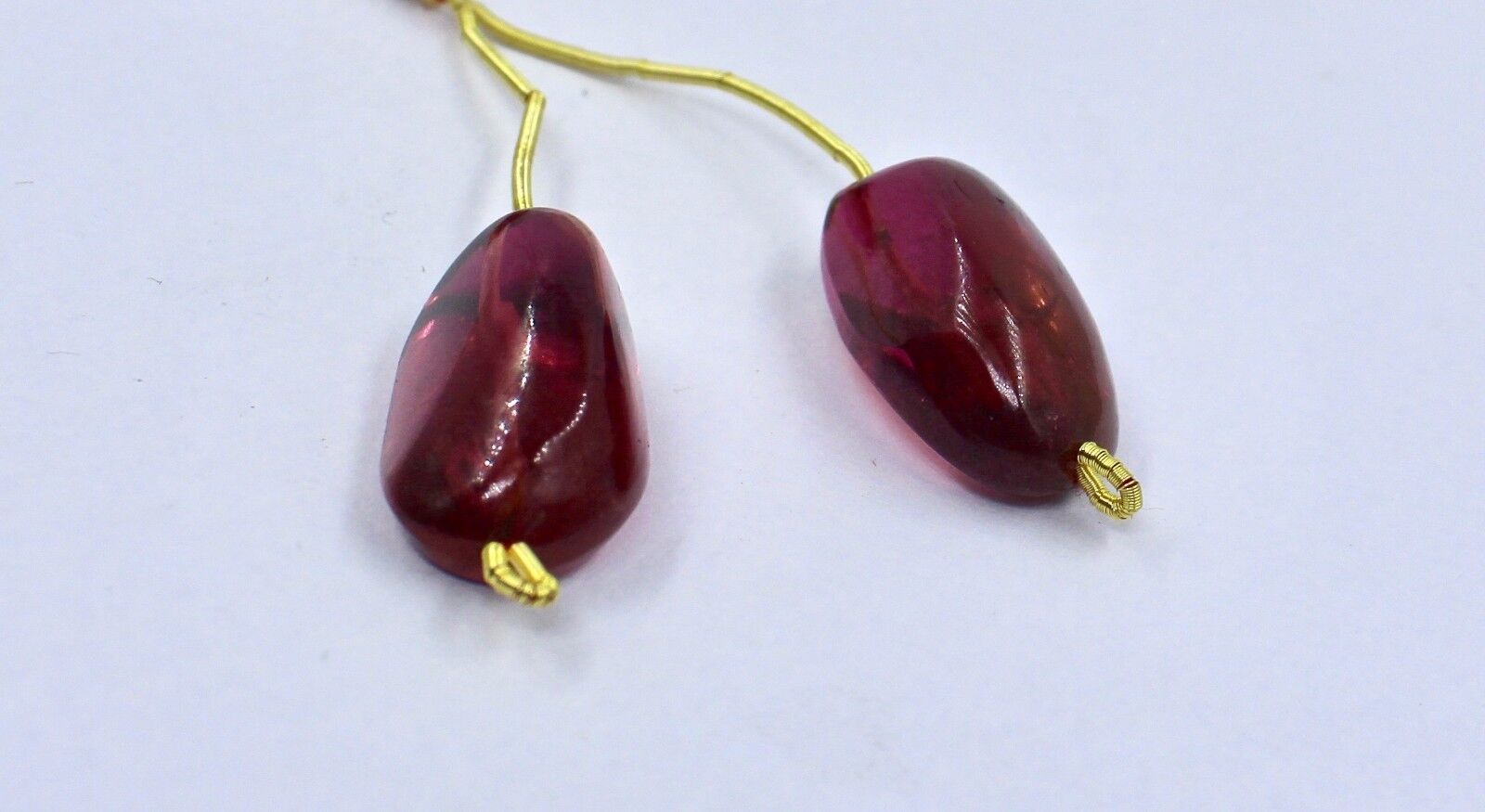Natural Pink Tourmaline Rubellite Beads Drilled Pair 45.95 Ct Gemstone Earring