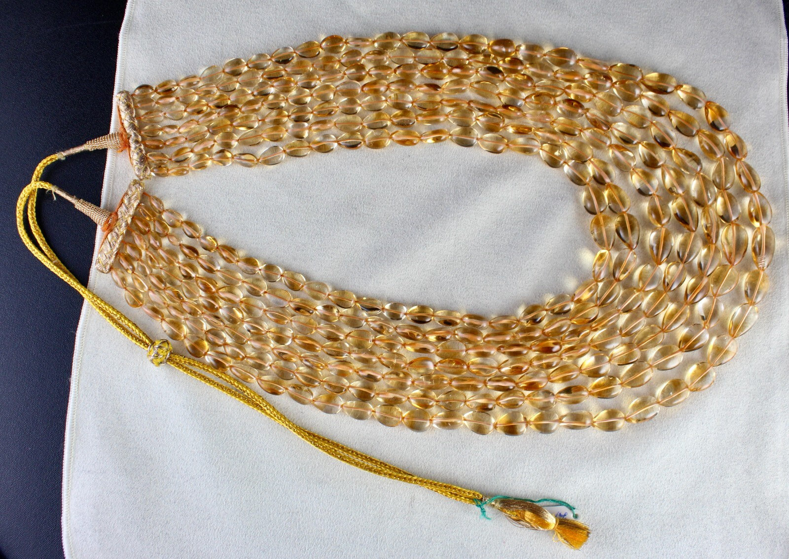 Certified Natural Yellow Citrine 1267 Ct Teardrop Beads Fashion Necklace