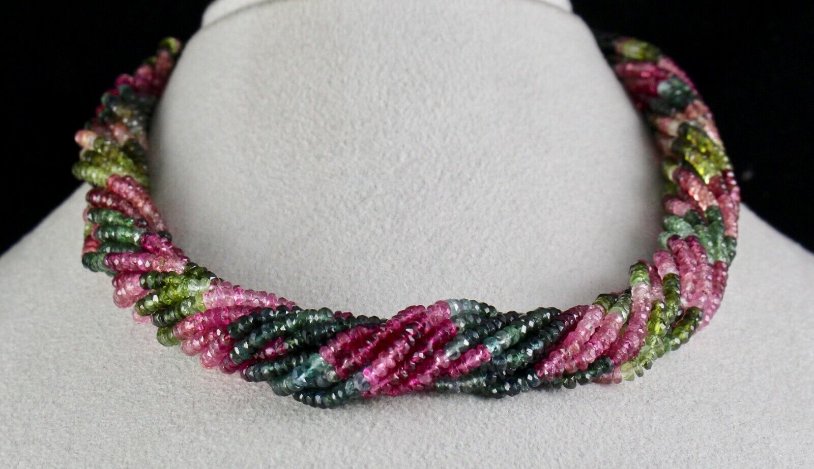 Natural Multi Tourmaline Beads 12 L 560 Ct Faceted Round Gemstone Fine Necklace