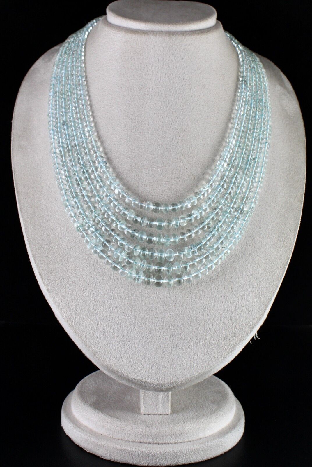 Natural Blue Aquamarine Beads Round 6 L 833 Ct Gemstone Finest Cocktail Necklace