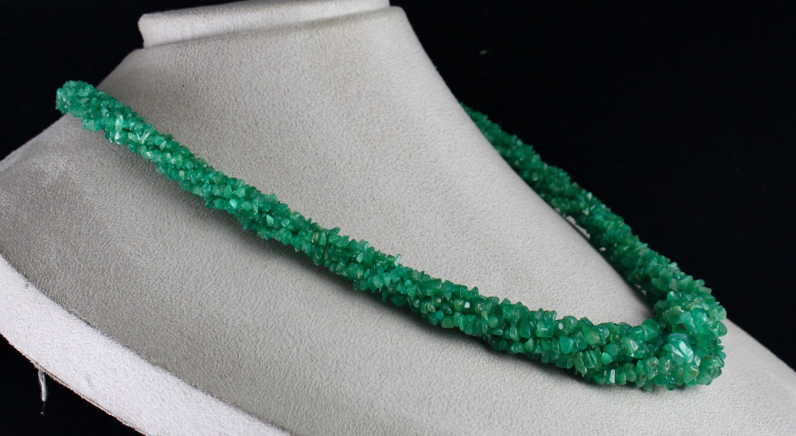 Certified Natural Colombian Emerald Beads Necklace 442 Ct Sterling Silver