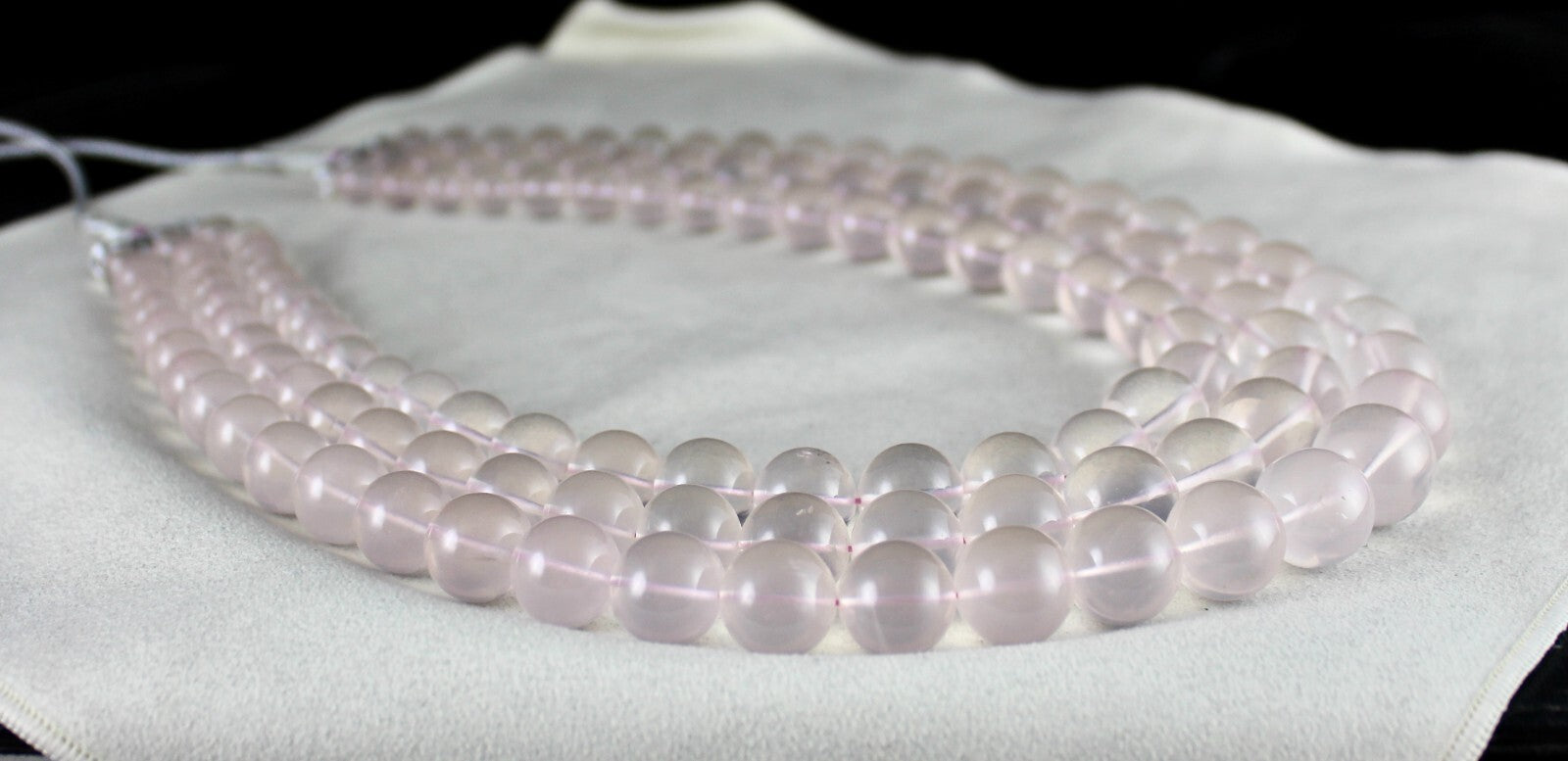 Certified Natural Rose Quartz 1902 Ct Pink Round Beads Gemstone Necklace