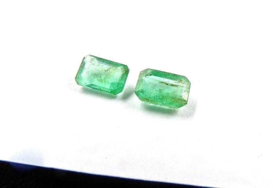 Natural Colombian Emerald Pink Spinel 6 Pcs 5.94ct Octagon Precious Gemstone Set