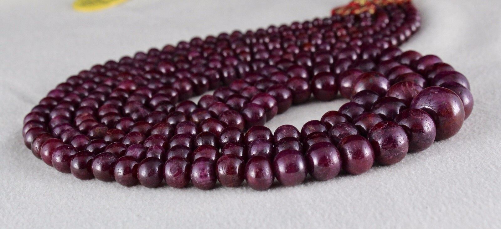 NATURAL UNTREATED RUBY BEADS ROUND GEMSTONE 15 MM 861 CARATS LADIES NECKLACE