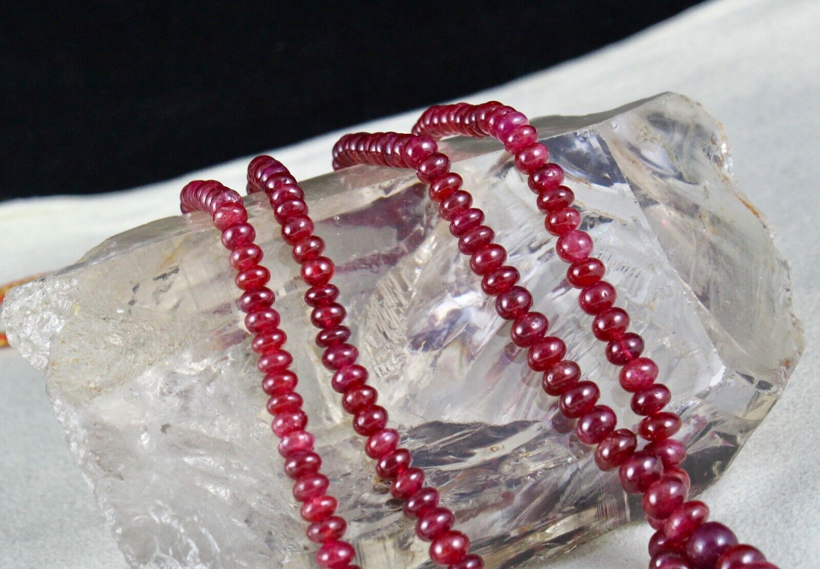 NATURAL UNTREATED RUBY BEADS ROUND 2 LINE 236 CTS PRECIOUS GEMSTONE NECKLACE
