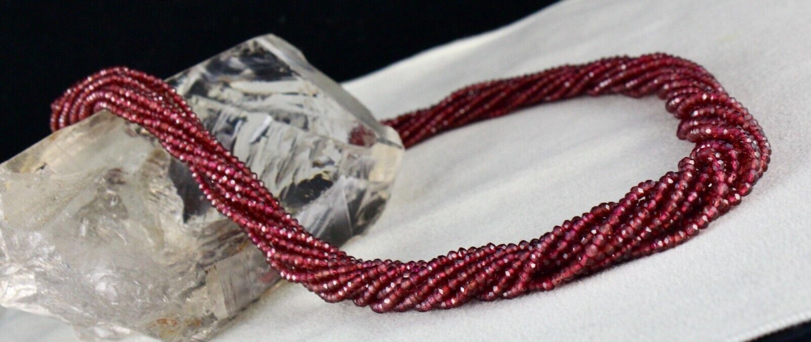 Natural Rhodolite Garnet Beaded Necklace 12 L 343 Carats Gemstone Silver Clasp