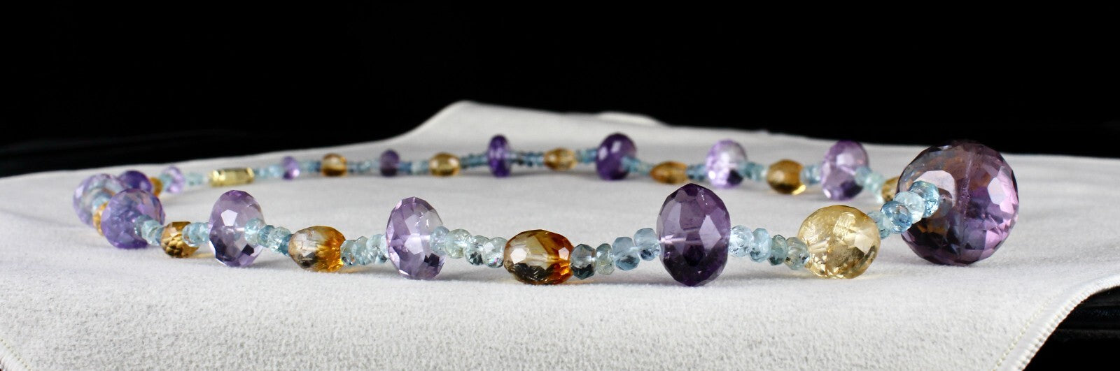 Natural Aquamarine 311 Ct Citrine Amethyst Beaded Designer Gemstone Necklace