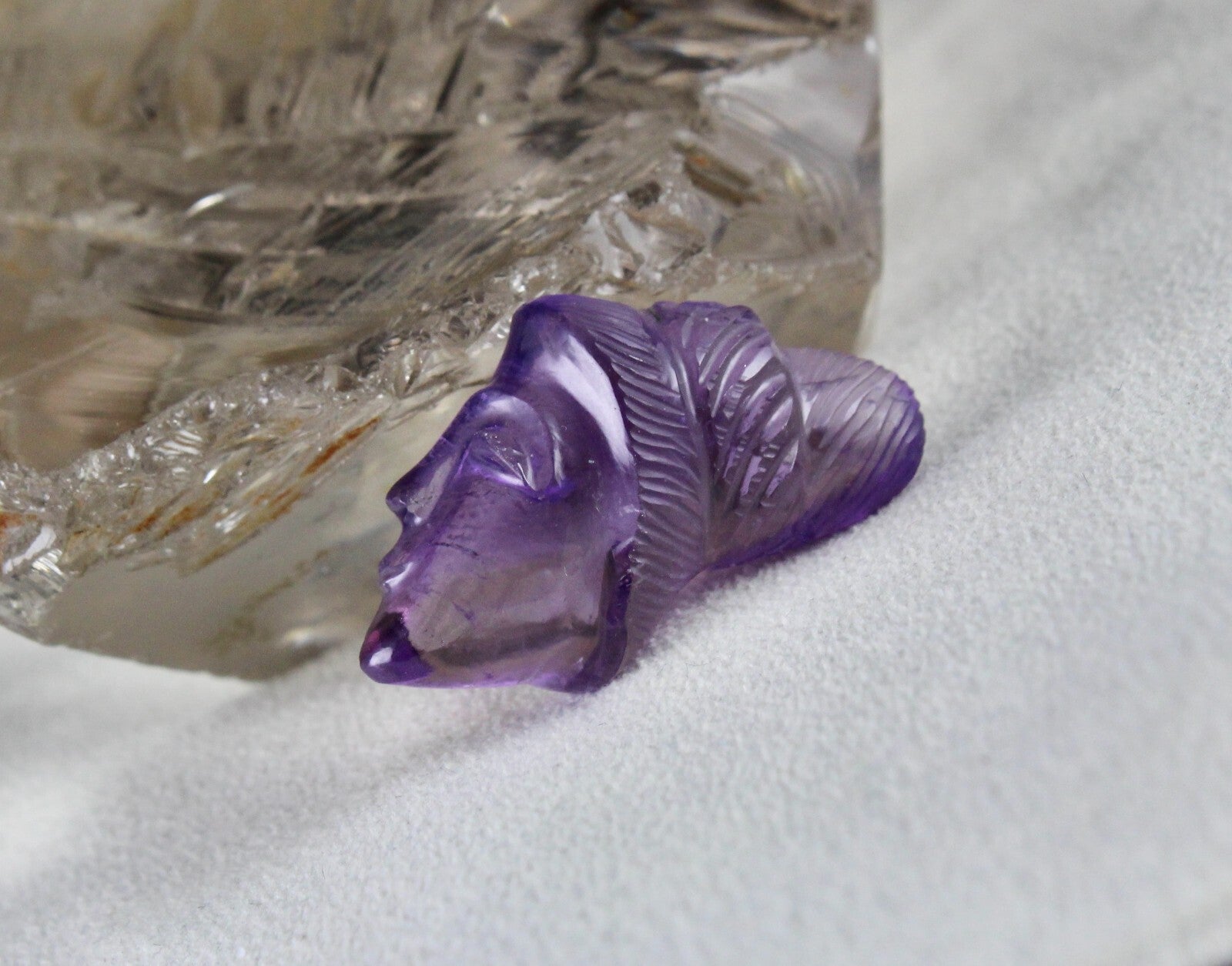 Natural Amethyst 40.95 Ct Carved Face Cabochon Gemstone Pendant Design
