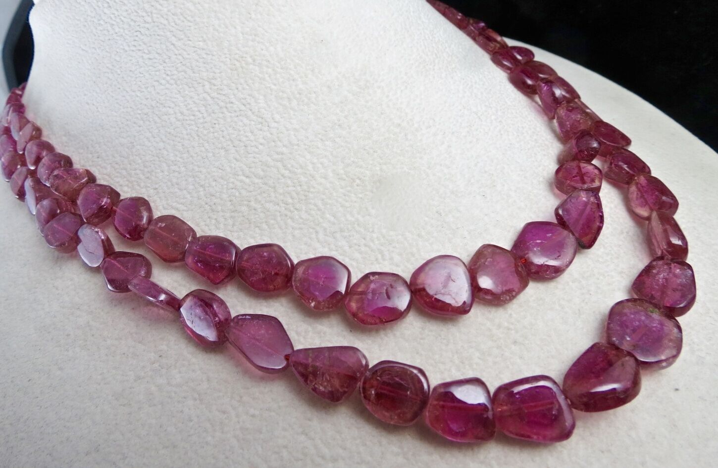 NATURAL PINK TOURMALINE RUBELLITE BEADS TUMBLE 2 L 284 CARATS GEMSTONE NECKLACE