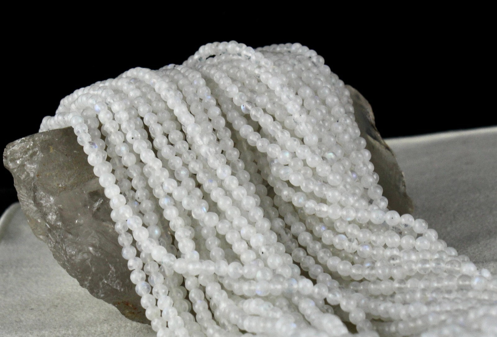 Rainbow Moonstone Beaded Necklace 1263 Ct Natural Gemstone 25 String Fashion