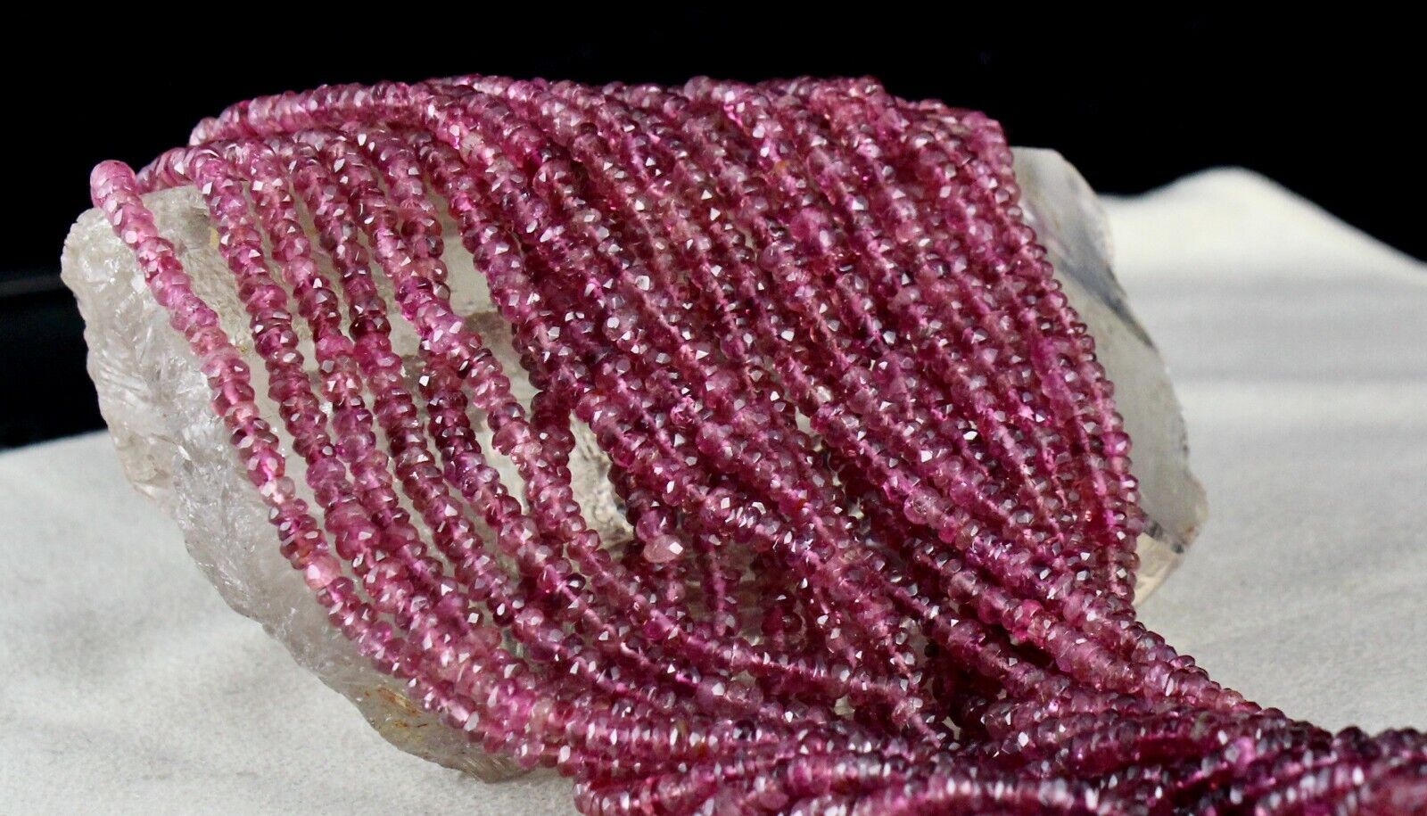 Natural Pink Tourmaline Beaded Necklace 15 L 798 Cts Facet Gemstone Silver Clasp