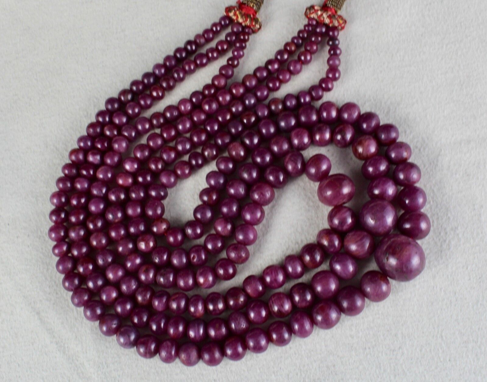 NATURAL UNTREATED RUBY BEADS ROUND 3 LINE 712 CARATS GEMSTONE FASHION NECKLACE