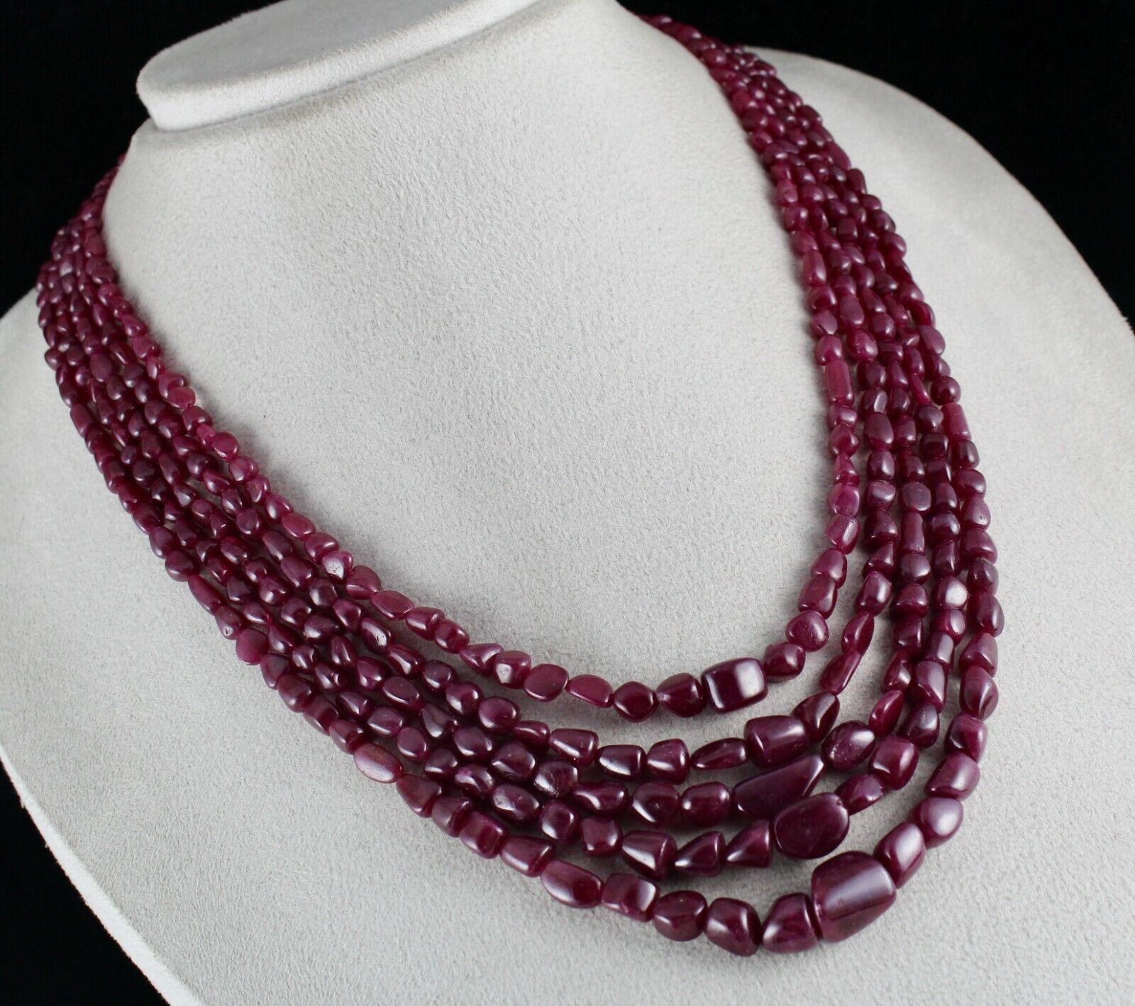 NATURAL UNTREATED RUBY BEADS UNEVEN TUMBLE 5 L 715 CTS GEMSTONE FINEST NECKLACE