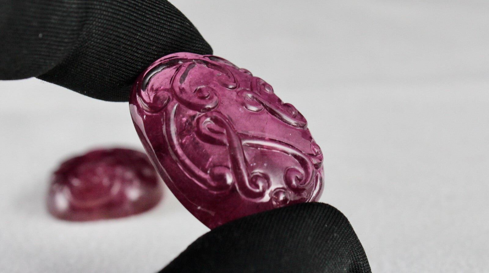 Certified Natural Rubellite Tourmaline 104.74 Ct Engraved Gemstone Earrings