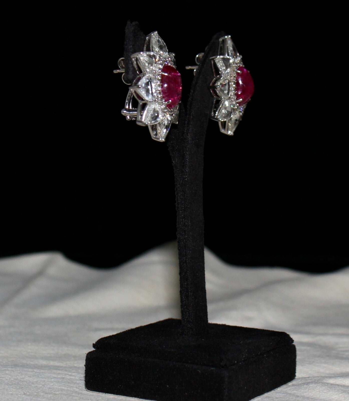 Certified Natural Burmese Ruby 93.81ct Natural Diamond Stud Earrings 18k Gold