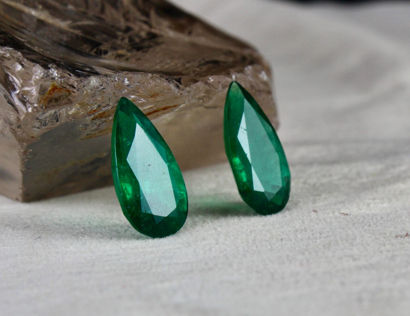 Certified Natural Zambia Emerald 19.02 Ct Pear Pair Loose Gemstone Earrings