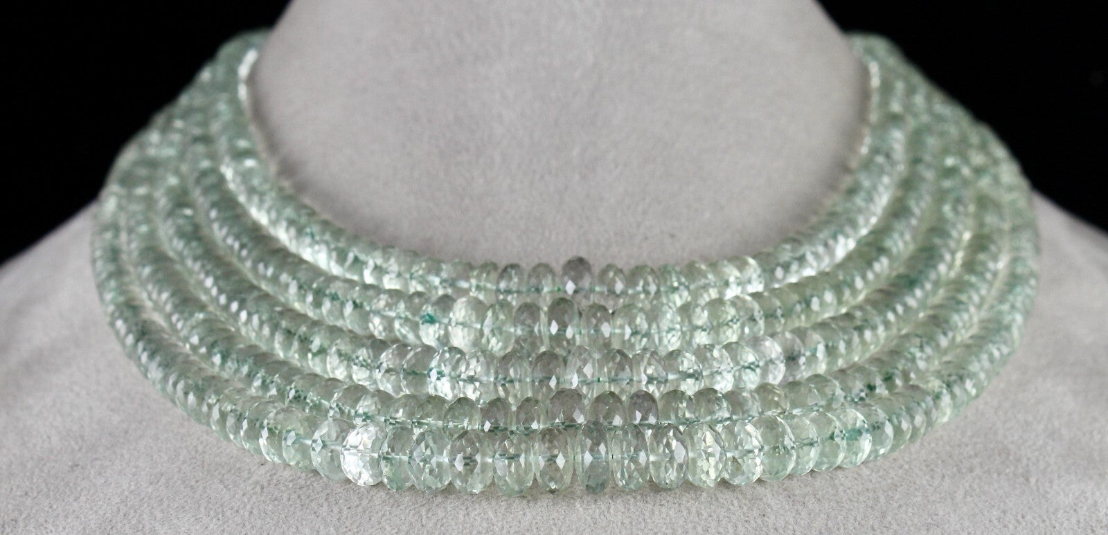 Certified Green Amethyst Faceted Round 935 Ct Beads Fashion Necklace For Women