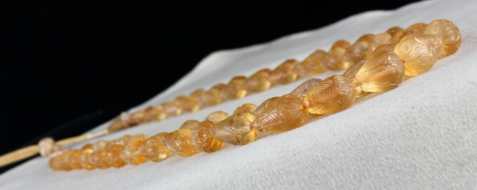 Certified Natural Citrine Carved Drops Beaded Necklace 467 Ct For Women