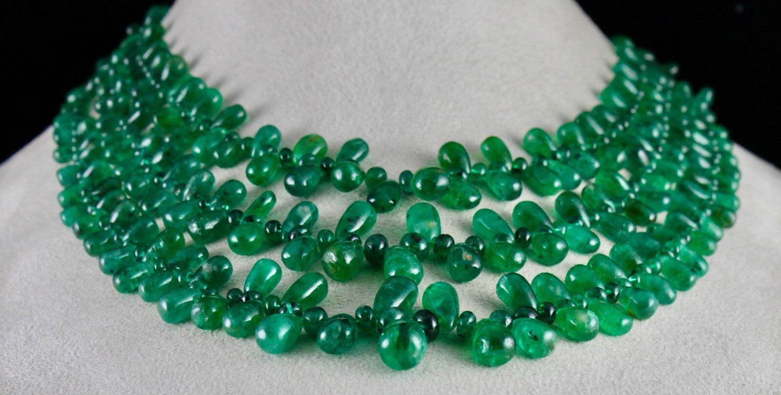 Certified Natural Emerald Diamond 552ct Teardrop Bead Necklace