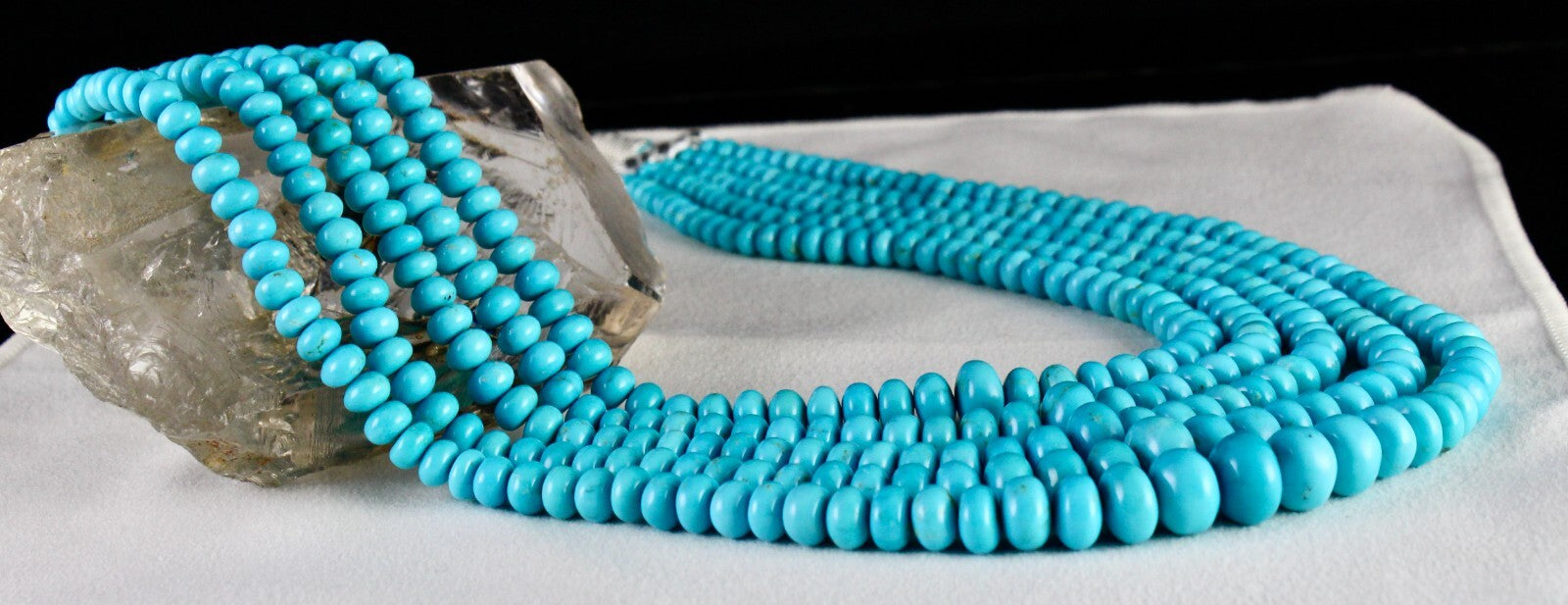 Certified Natural Turquoise 837 Ct Round Blue Gemstone Important Necklace