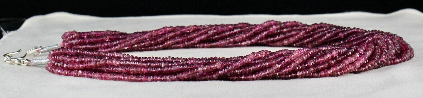 Natural Pink Tourmaline Beaded Necklace 15 L 798 Cts Facet Gemstone Silver Clasp