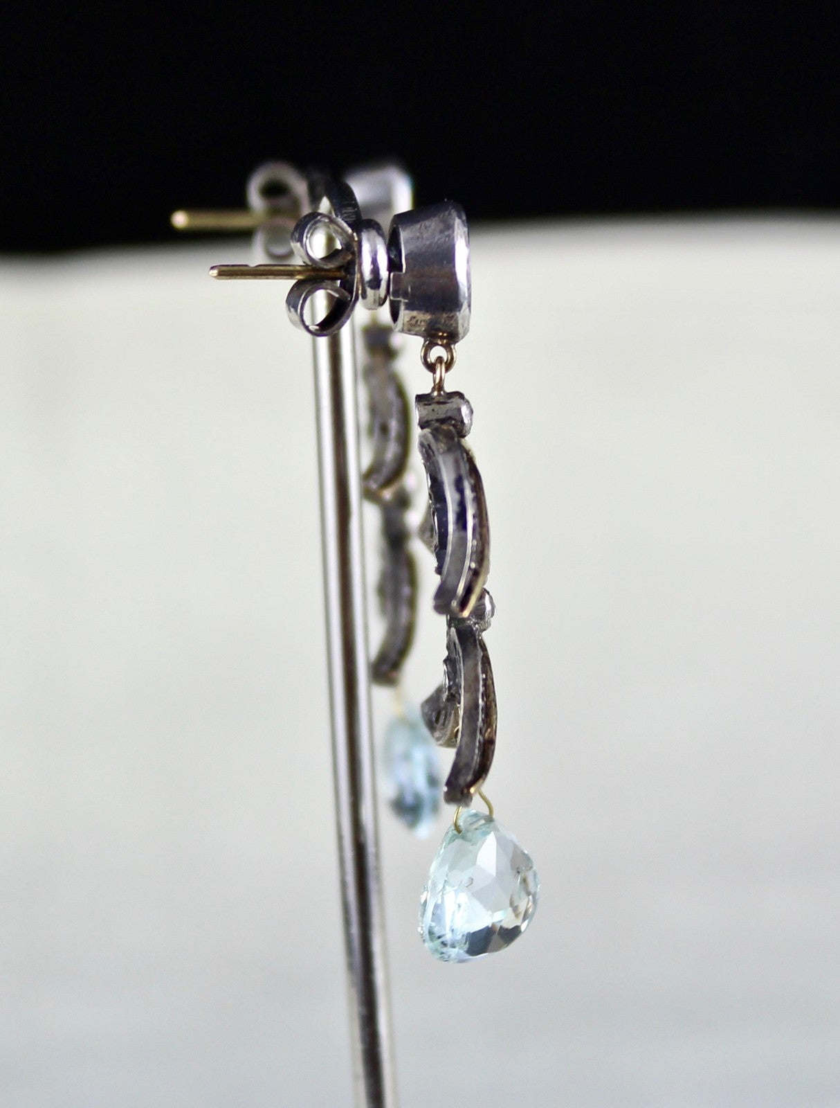 Certified Natural Blue Aquamarine 64ct Natural Diamond Sterling Silver Earrings